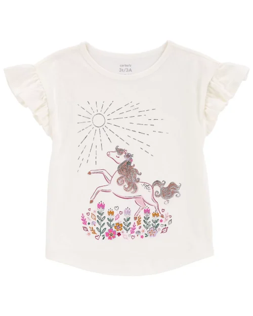 Blusa Blanca Estampado Unicornio