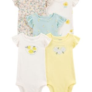 Set De 5 Bodies Femenino Color Pasteles Carter's