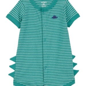 Enterizo Masculino Verde Rayas Blancas Dinosaurio Carter's