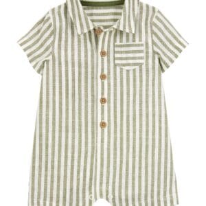 Enterizo Masculino Gris Rayas Blancas Con Cuello Carter's