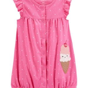 Enterizo Rosado Puntos Blancos Con Manga Estampado Helado Carter's