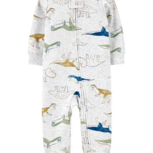 Pijama Enteriza Blanco Dinosaurios