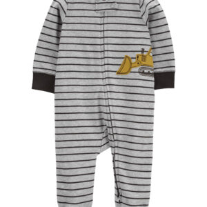 Pijama Enteriza Masculina Gris Rayas Estampado Tractor Carter's
