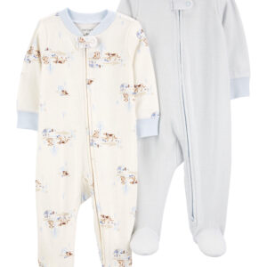 Set de 2 Pijamas Enterizas Masculinas Colores Neutros Carter's