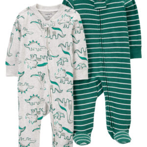 Set de 2 Pijamas Enterizas Masculinas Verdes Aguamarina Carter's