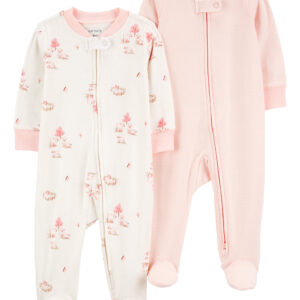 Set de 2 Pijamas Enterizas Femeninas Rosadas Carter's