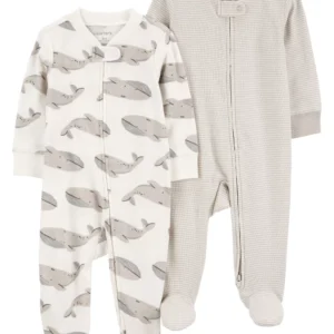 Set de 2 Pijamas Gris Estampado Ballenas