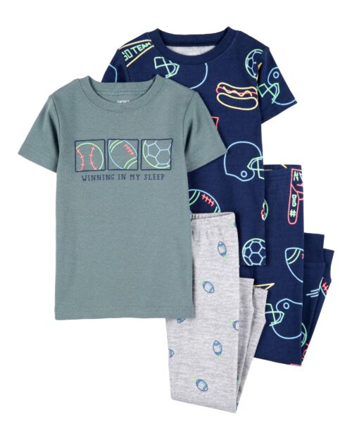Set de 2 Pijamas Masculina 2 Piezas Azul y Gris Estampado Deporte Carter's