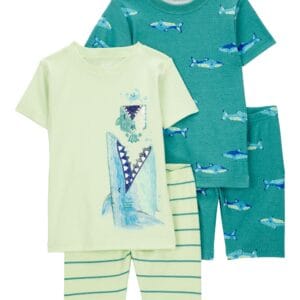 Set de 2 Pijamas Masculina 2 Piezas Verde Aguamarina y Blanco A Rayas Carter's