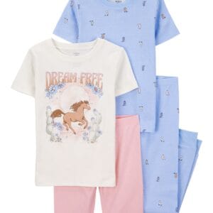 Set de 2 Pijamas Femenina 2 Piezas Rosado y Azul Estampado Equino Carter's