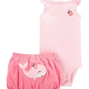 Set de 2 Piezas Pantalón Corto Y Bodie Rosado