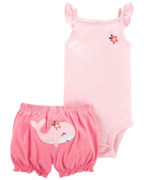 Set de 2 Piezas Pantalón Corto Y Bodie Rosado