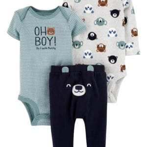 Set de 3 Piezas Pantalón Largo Y Bodies Manga Corta y Larga