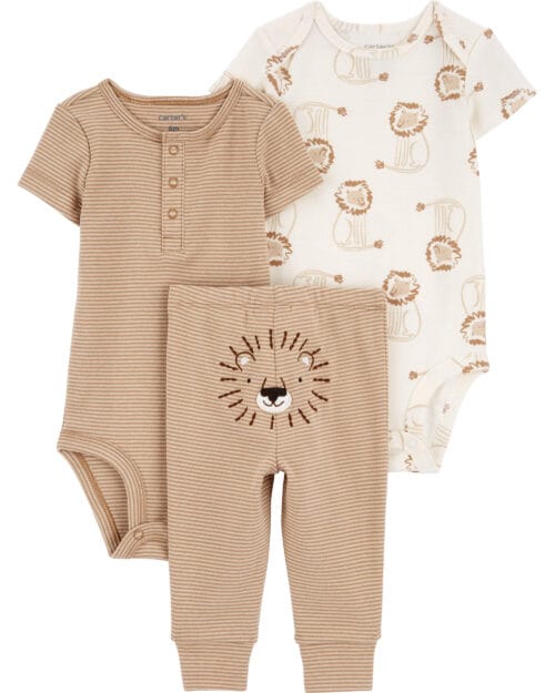 Set de 3 Piezas Pantalón Y Bodies Tonos Tierra