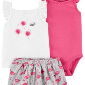 Set de 3 Piezas Blanco/Rosado