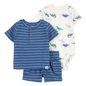 Set de 3 Piezas Azul A Rayas