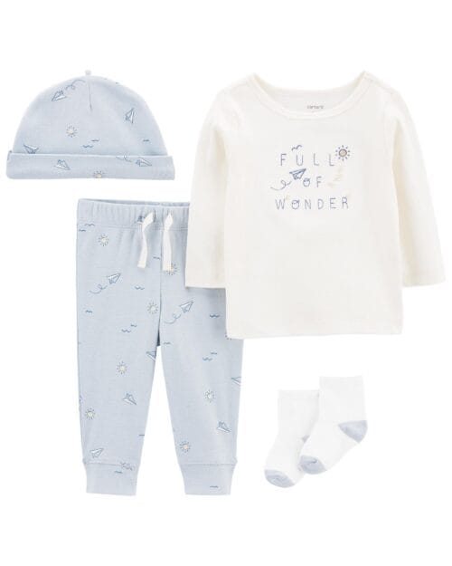 Set De Primer Azul Estampado