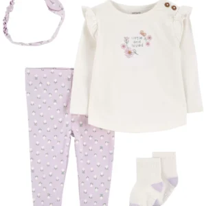 Set De Primer Lila Estampado Flores