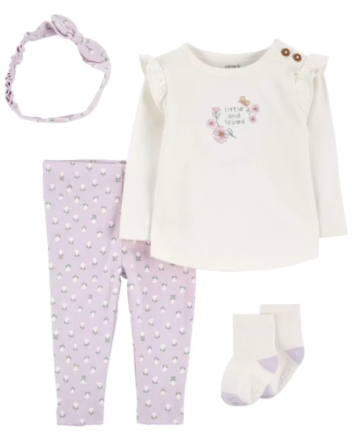 Set De Primer Lila Estampado Flores