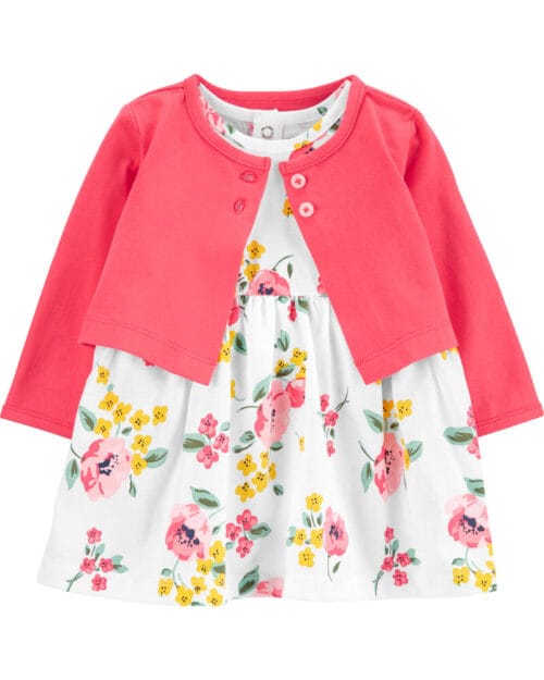 Vestido Con Chaqueta Roja