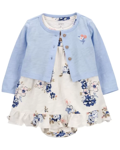 Vestido Con Chaqueta Azul Claro